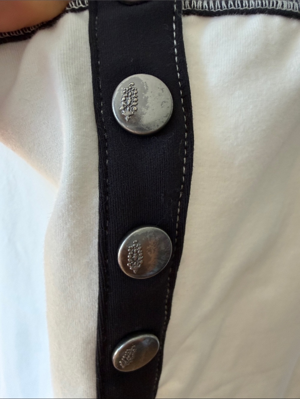 New Free People Movement White Contrast Trim Tank Top with Button Placket - Picture 5 of 10